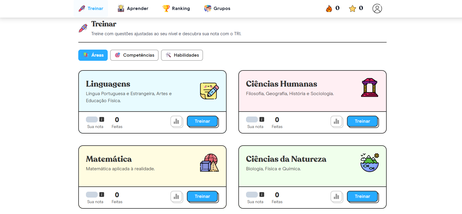 Site respostaCerta, usado para simulados ENEM, com estética inspirada no neo brutalismo